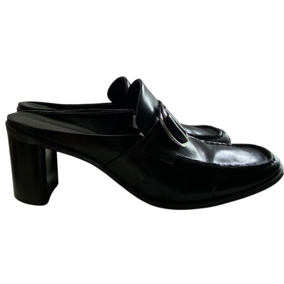 Franco Sarto Leather Mules Square Toe Y2K 90's Womens 8M Black Witchy Fairy Goth - Picture 2 of 12